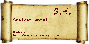 Sneider Antal névjegykártya